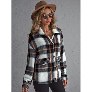 SHEIN Plaid Button Down Shacket